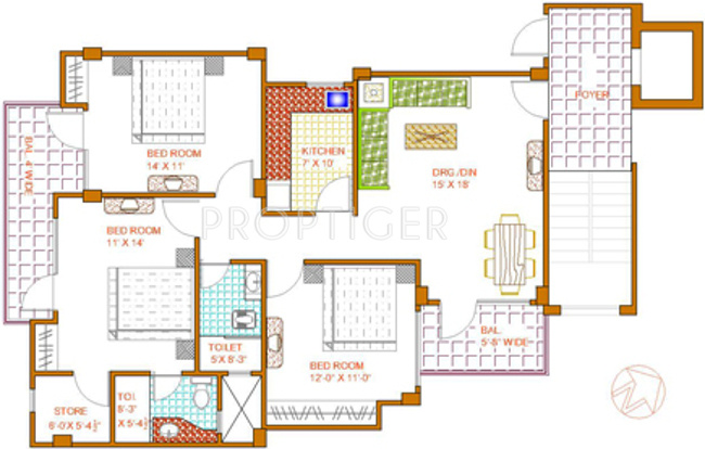 Galaxy Real Estate Shivalik Samriddhi Floor Plan (3BHK+3T)