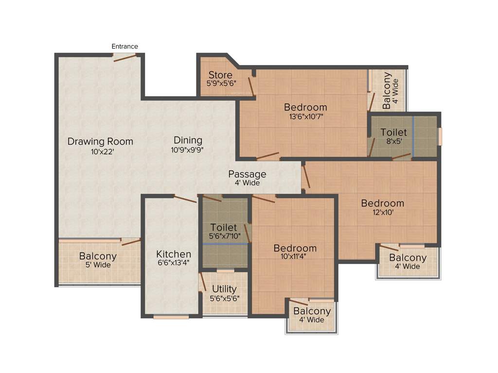 Chandak Builders Imperial Heights 3BHK+2T (1,500 sq ft)