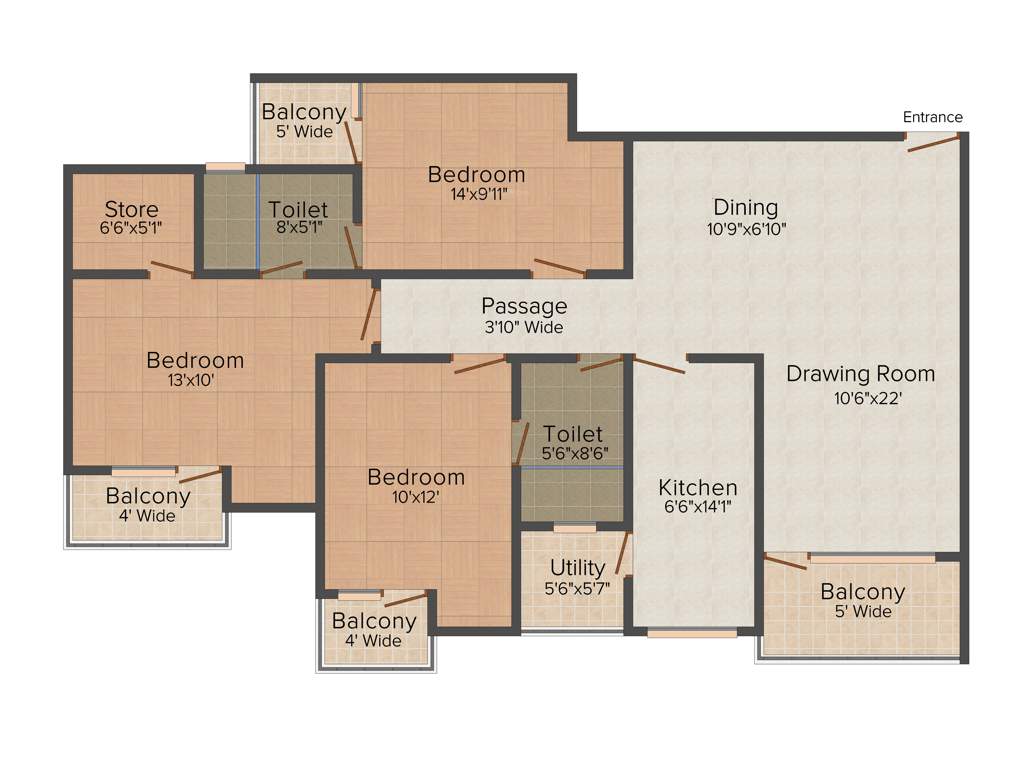 Chandak Builders Imperial Heights 3BHK+2T (1,490 sq ft)