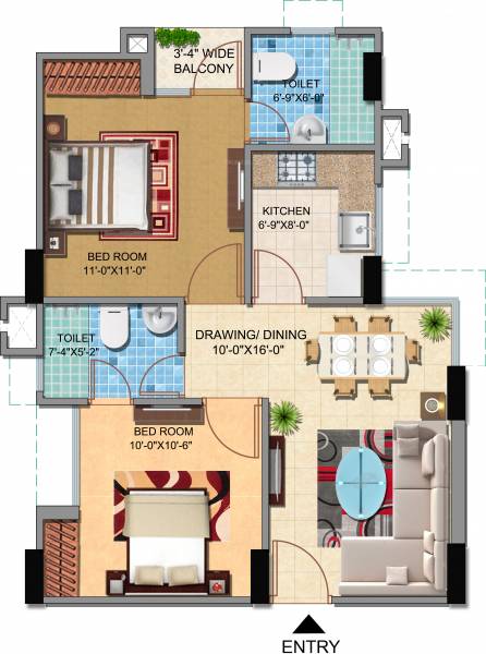 Viraj Lotus Court (2BHK+2T (800 sq ft) 800 sq ft)