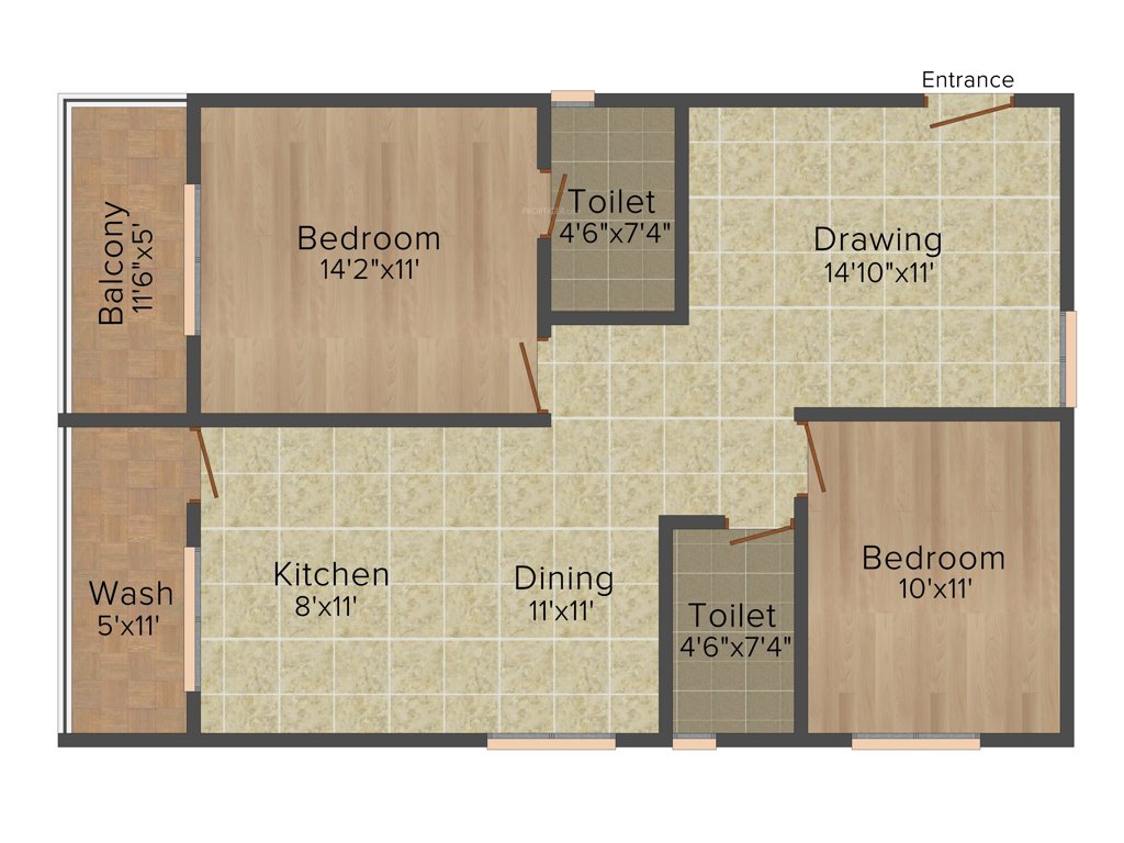 Adithya Constructions Frondoso 2BHK+2T (1,170 sq ft)