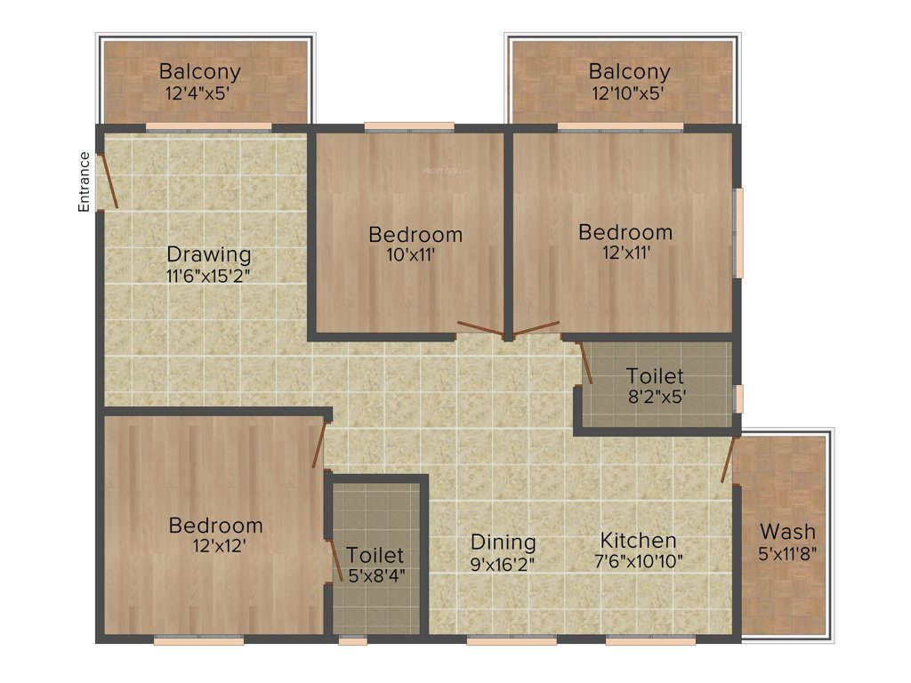 Adithya Constructions Frondoso 3BHK+2T (1,485 sq ft)