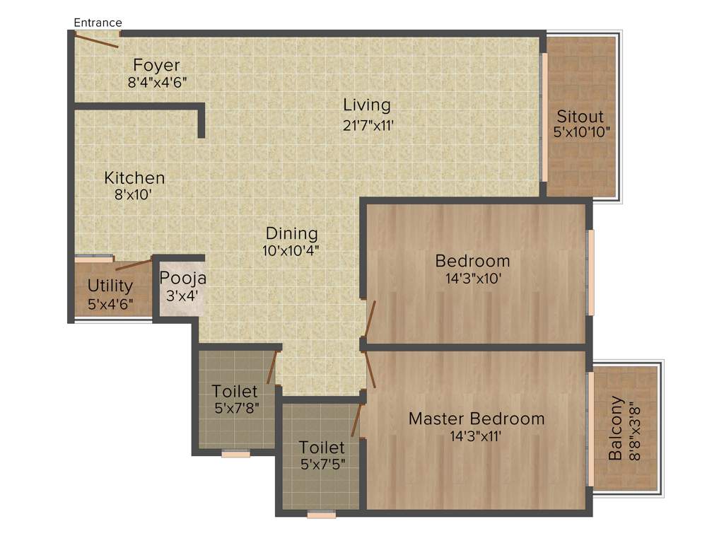Hoysala Habitat (2BHK+2T (1,311 sq ft)   Pooja Room 1311 sq ft)