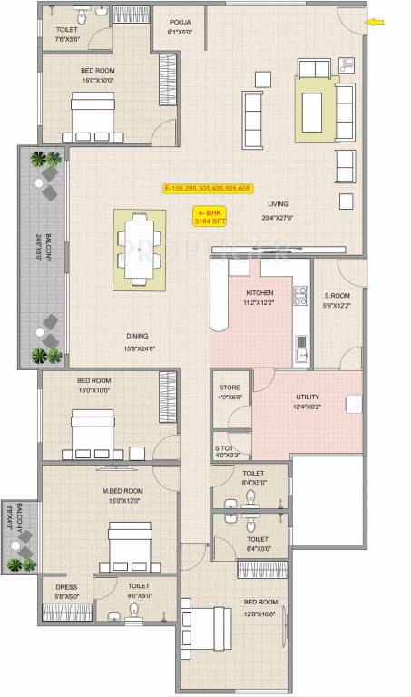 Hoysala Habitat (4BHK+5T (3,164 sq ft) Servant Room 3164 sq ft) Hoysala Habitat (4BHK+5T (3,164 sq ft) Servant Room 3164 sq ft)