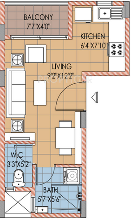 Sipani Bliss II (1BHK+1T (370 sq ft) 370 sq ft)