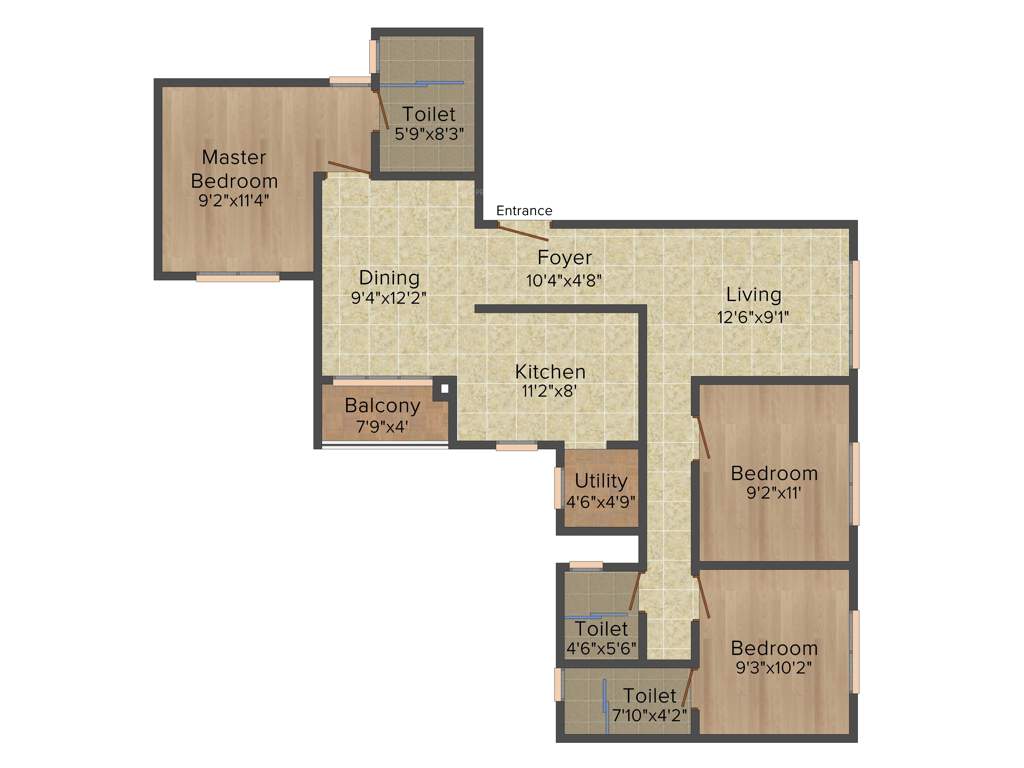 Sipani Bliss II (3BHK+3T (1,265 sq ft) 1265 sq ft)