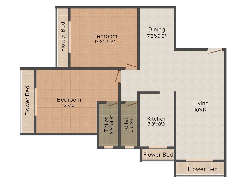 Maryland Residence (2BHK+2T (1,070 sq ft) 1070 sq ft)