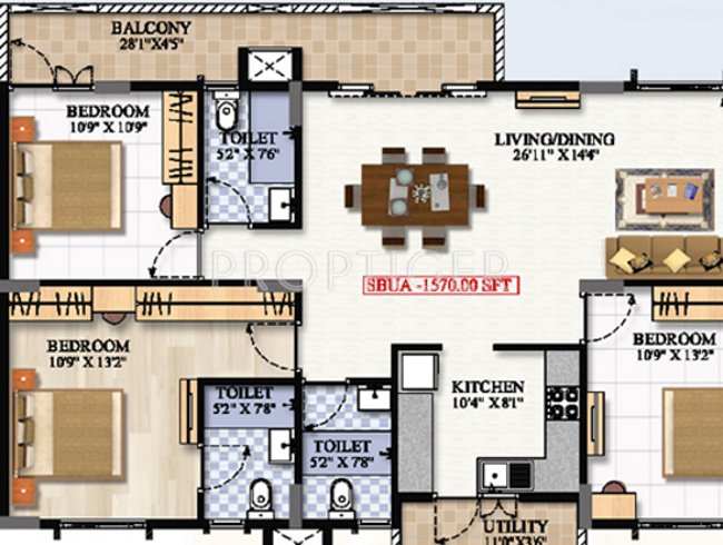 Innovative Oak Garden (3BHK+3T (1,570 sq ft) 1570 sq ft)