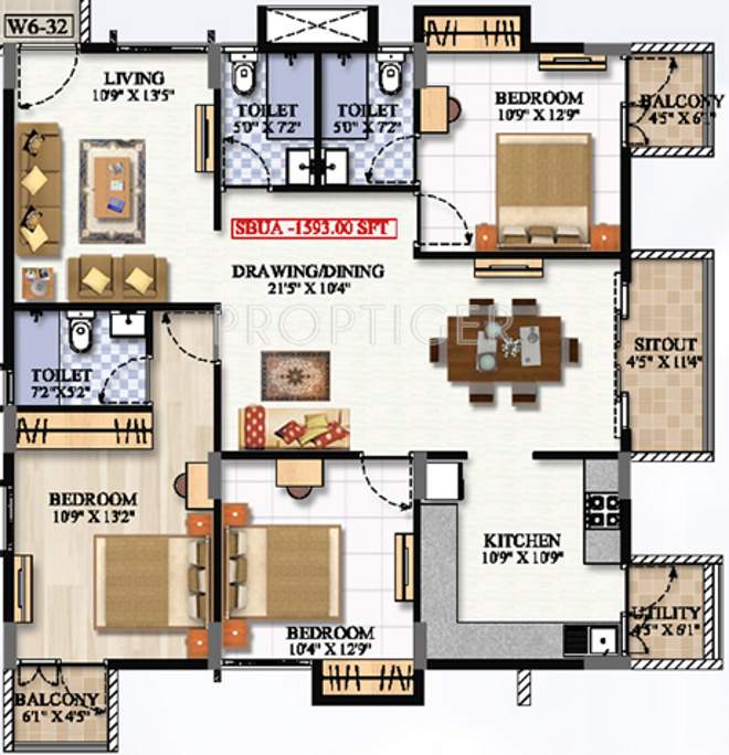 Innovative Oak Garden (3BHK+3T (1,593 sq ft) 1593 sq ft)