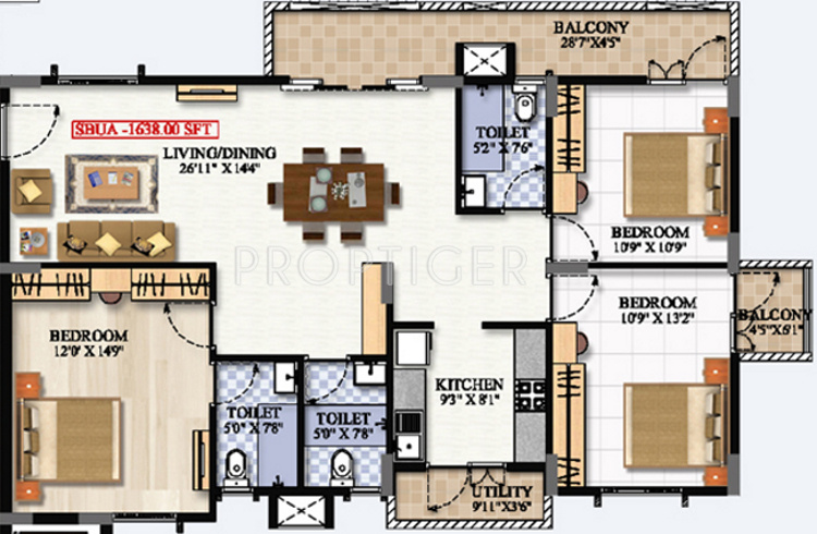 Innovative Oak Garden (3BHK+3T (1,638 sq ft) 1638 sq ft)