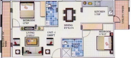 Ram Homes (2BHK+2T (1,100 sq ft) 1100 sq ft)