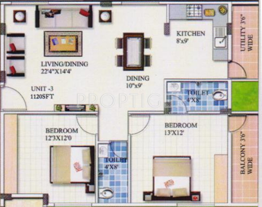 Ram Homes (2BHK+2T (1,120 sq ft) 1120 sq ft)