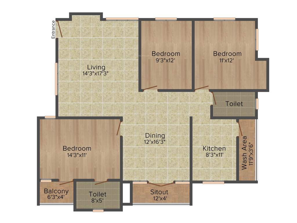 Engineers Elegancia (3BHK+2T (1,488 sq ft) 1488 sq ft)