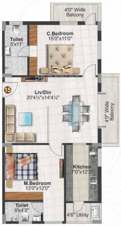 Pruthvi Raintree Abode (2BHK+2T (1,295 sq ft) 1295 sq ft)