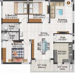 Pruthvi Raintree Abode (3BHK+2T (1,599 sq ft)   Pooja Room 1599 sq ft)