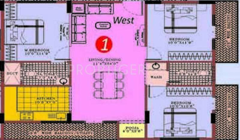 M Square Melody (3BHK+2T (1,400 sq ft) + Pooja Room 1400 sq ft)