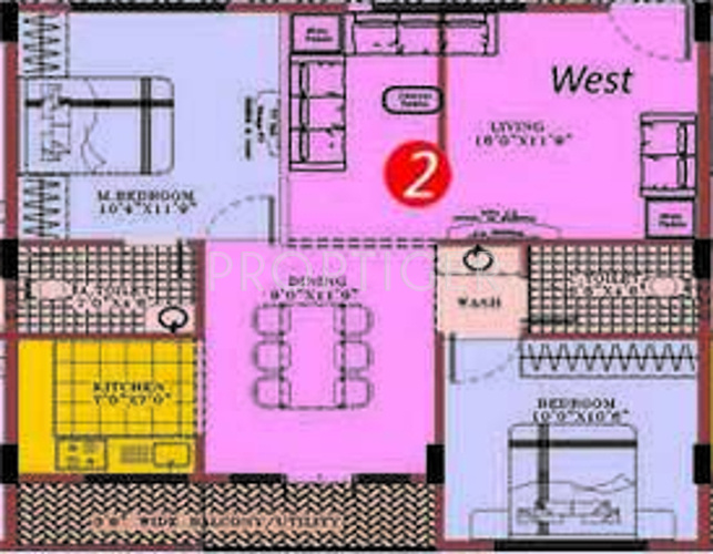 M Square Melody (2BHK+2T (1,125 sq ft) 1125 sq ft)