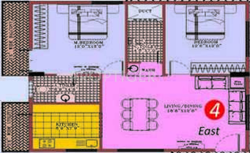 M Square Melody (2BHK+2T (1,170 sq ft) 1170 sq ft)