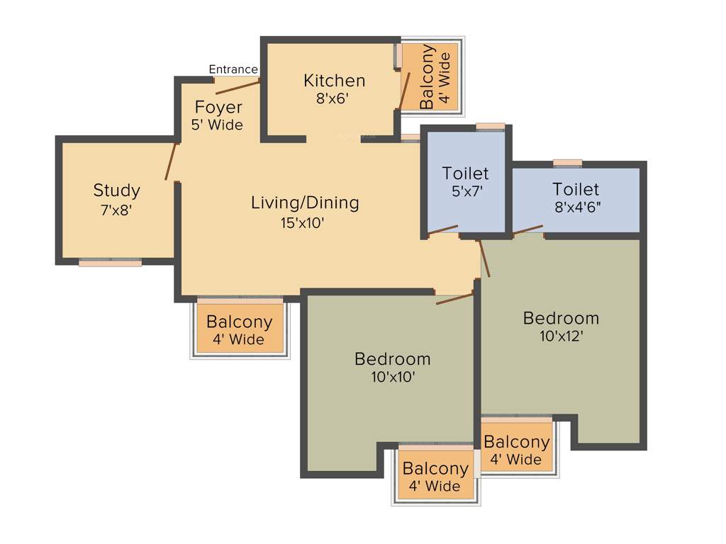 Ajnara Khel Gaon (2BHK+2T (995 sq ft) + Study Room 995 sq ft)