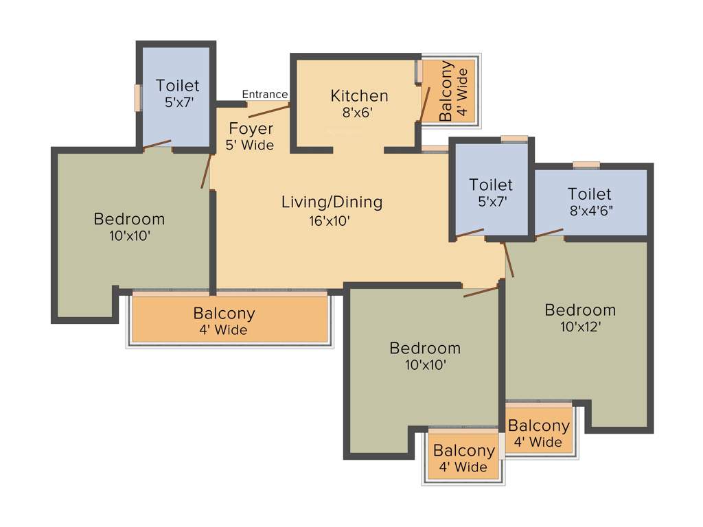 Ajnara Khel Gaon (3BHK+3T (1,195 sq ft) 1195 sq ft)