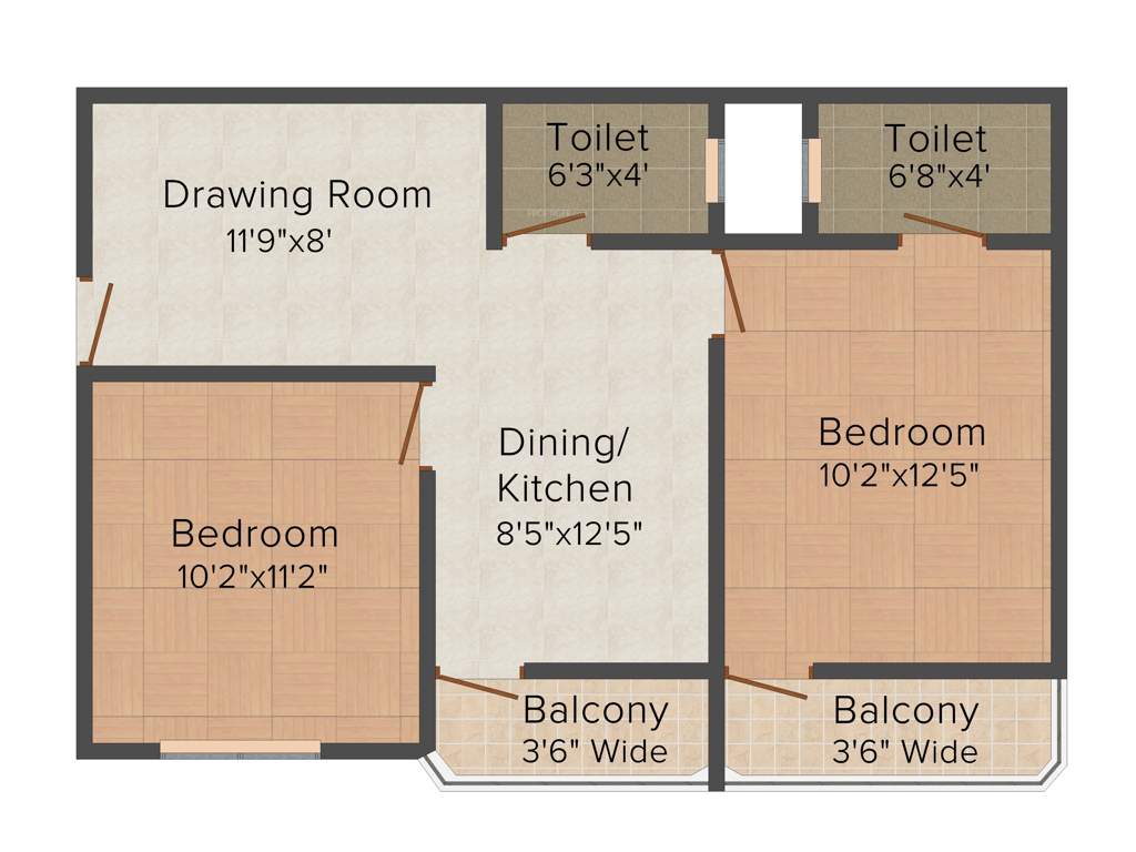 Dolphin Suppliers Santana Apartment 2BHK+2T (796 sq ft)