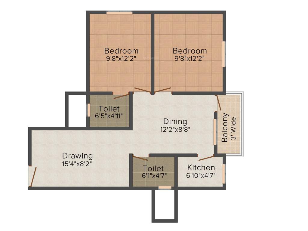 Dolphin Suppliers Santana Apartment 2BHK+2T (849 sq ft)