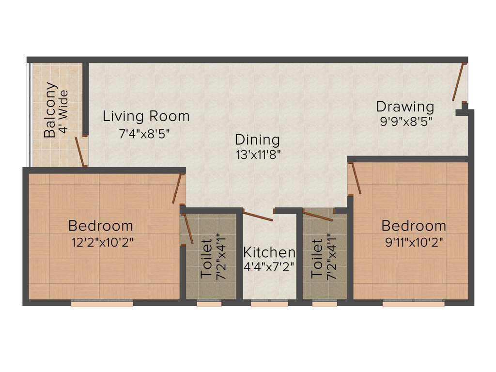 Dolphin Suppliers Santana Apartment 2BHK+2T (900 sq ft)