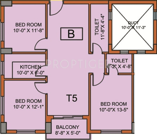 Omnitech Lake View (3BHK+2T (1,270 sq ft) 1270 sq ft)