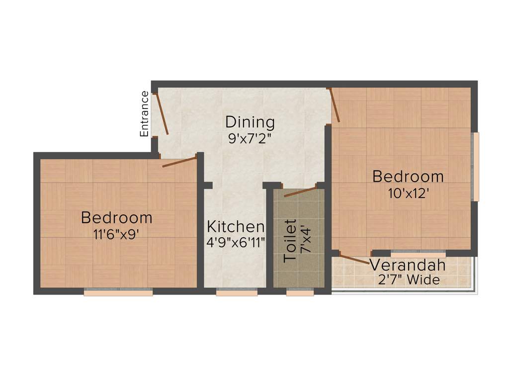Northland Anandoloke Kunjaban (2BHK+2T (649 sq ft) 649 sq ft)