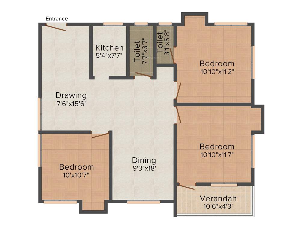 Northland Anandoloke Kunjaban (3BHK+3T (1,206 sq ft) 1206 sq ft)