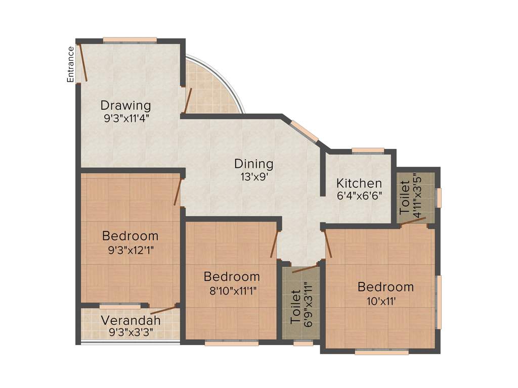 Northland Anandoloke Kunjaban (3BHK+3T (1,045 sq ft) 1045 sq ft)