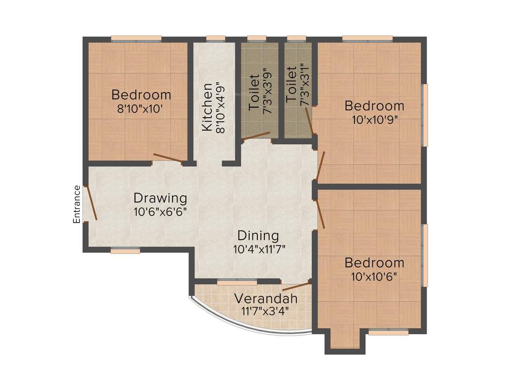 Northland Anandoloke Kunjaban (3BHK+3T (949 sq ft) 949 sq ft)
