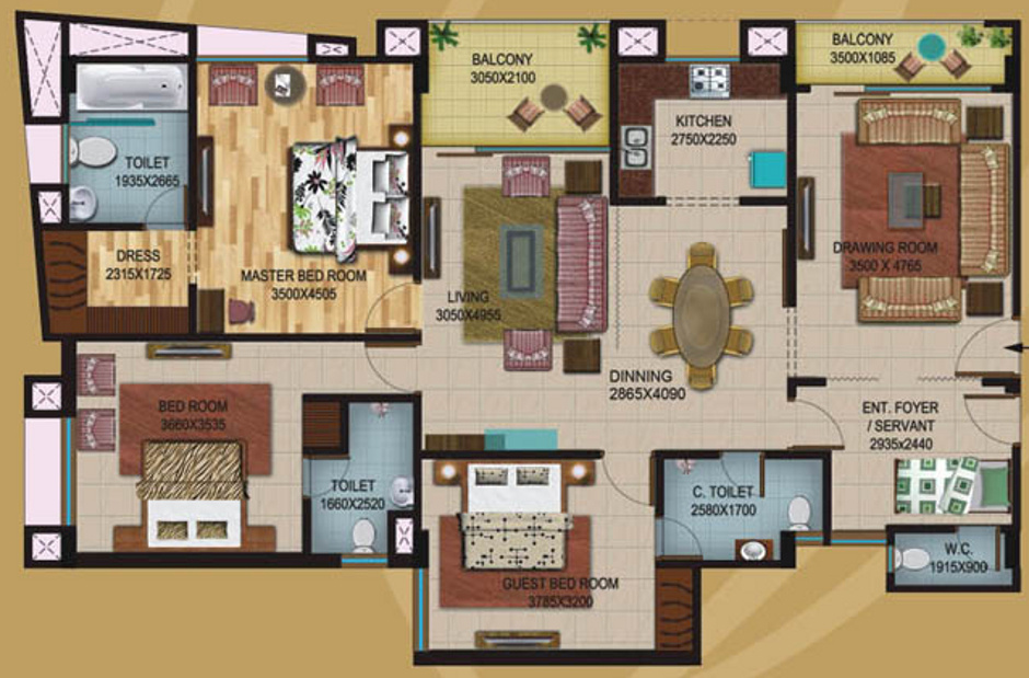 Amazing V3 Residency (3BHK+3T (2,040 sq ft) + Servant Room 2040 sq ft)