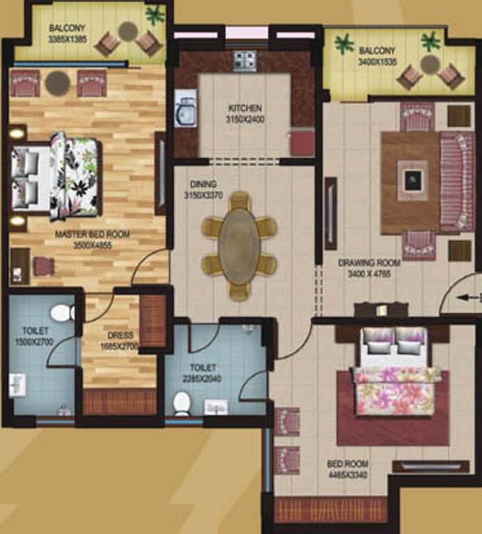 Amazing V3 Residency (2BHK+2T (1,418 sq ft) + Pooja Room 1418 sq ft)