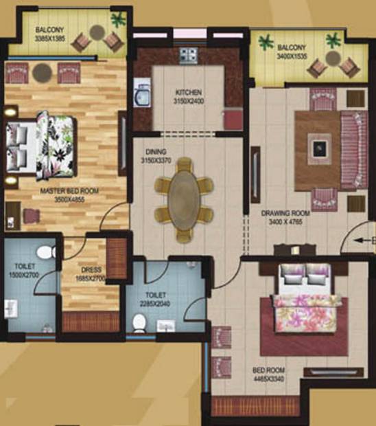Amazing V3 Residency (2BHK+2T (1,455 sq ft) + Pooja Room 1455 sq ft)