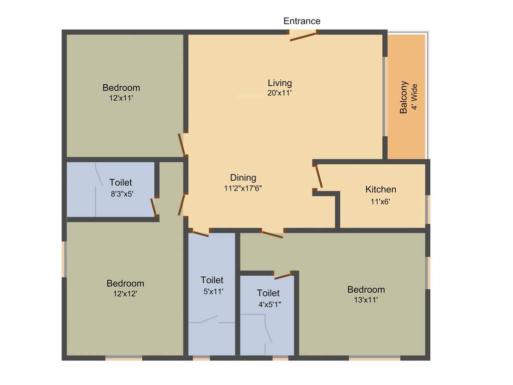 DVA Ixora (3BHK+3T (1,434 sq ft) 1434 sq ft)