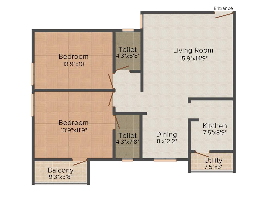 Jeyam Sindhu Park 2BHK+2T (1,109 sq ft)