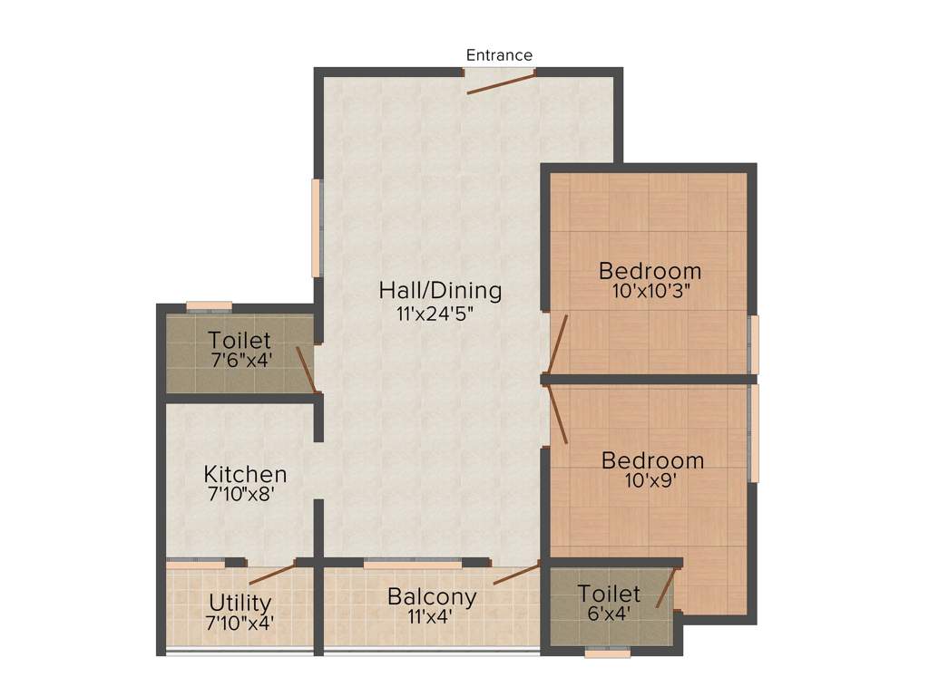 Jeyam Aishwaryam Residency 2BHK+2T (887 sq ft)