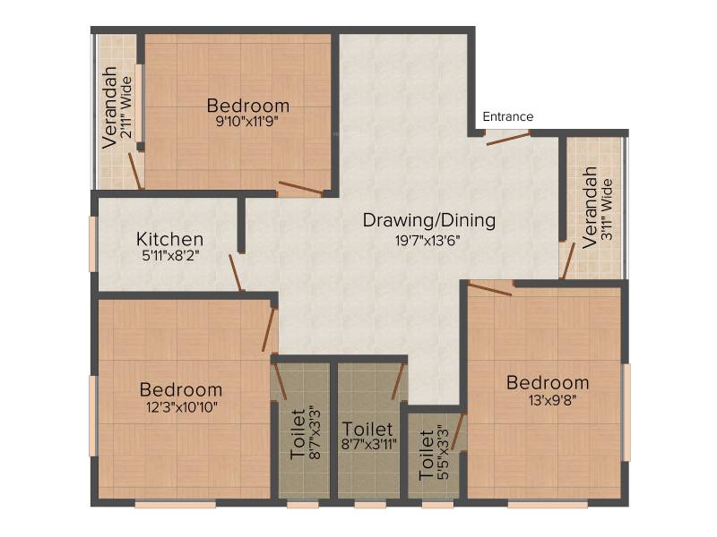 Shiba Ishan Apartment (3BHK+3T (1,274 sq ft) 1274 sq ft)