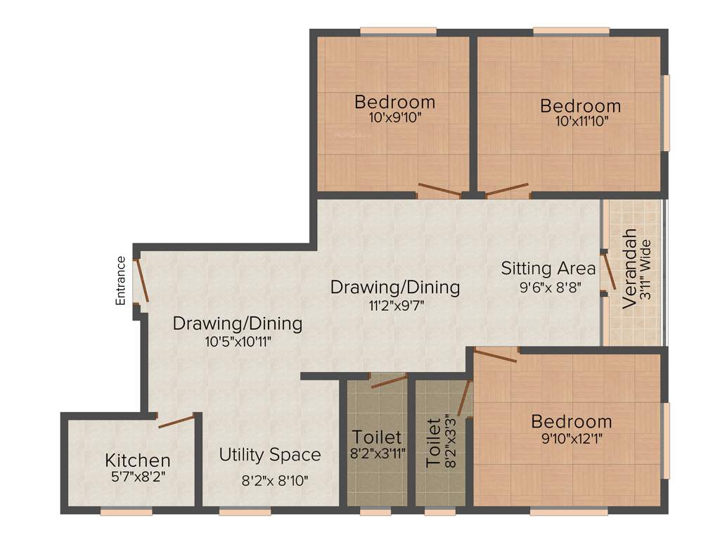Shiba Ishan Apartment (3BHK+2T (1,287 sq ft) 1287 sq ft)