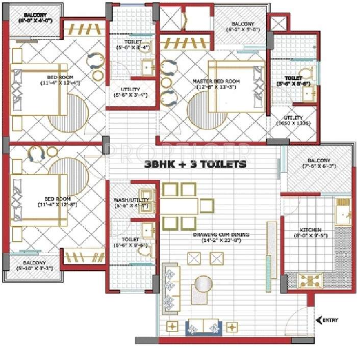 Goel Heights (3BHK+3T (1,680 sq ft) 1680 sq ft)