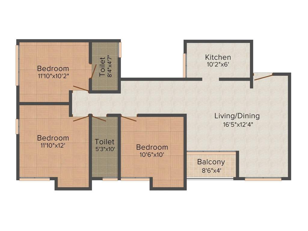 Space Kshitij (3BHK+2T (1,331 sq ft) 1331 sq ft)