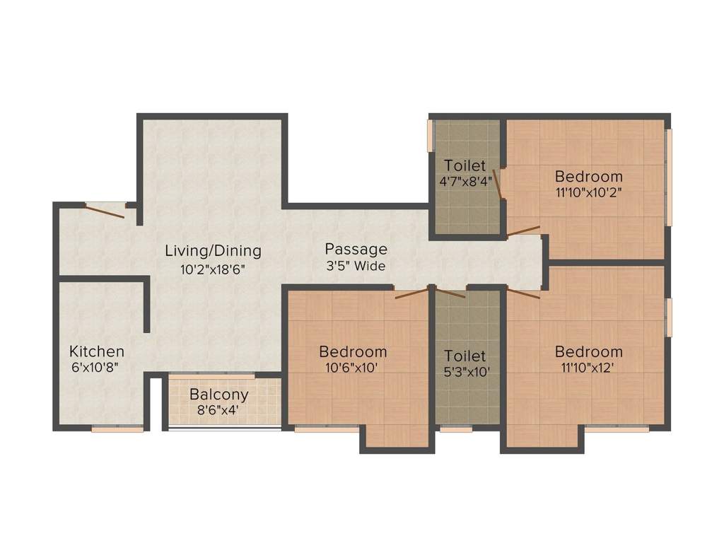 Space Kshitij (3BHK+2T (1,338 sq ft) 1338 sq ft)