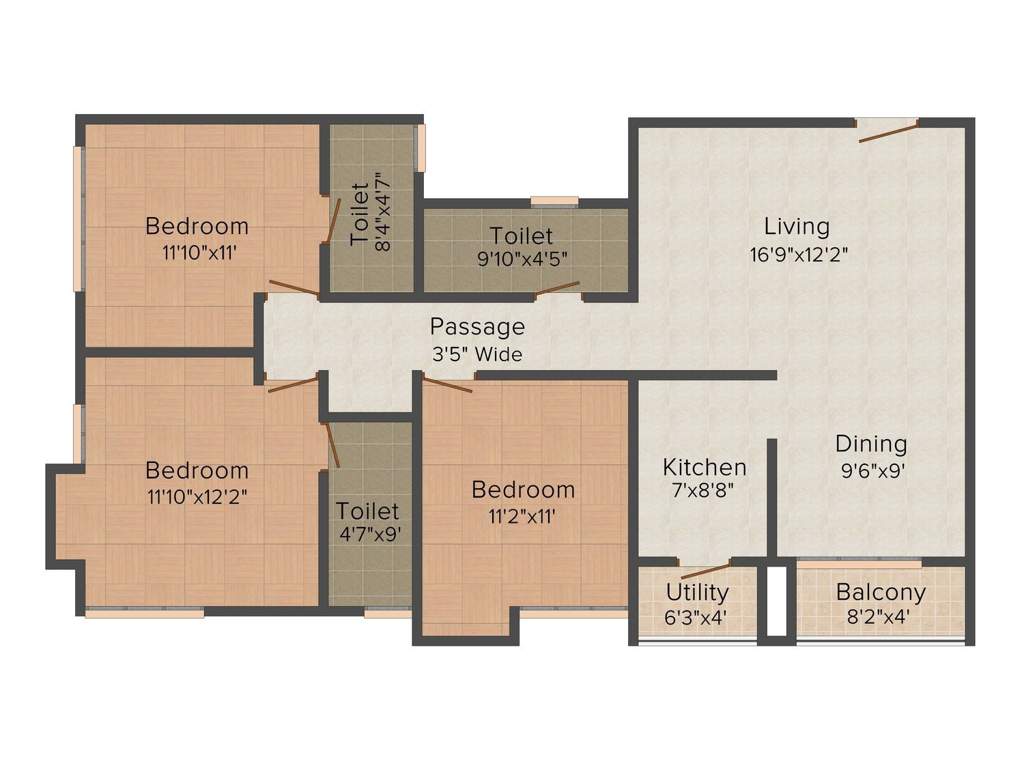 Space Kshitij (3BHK+3T (1,529 sq ft) 1529 sq ft)