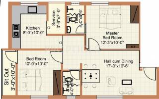 Mitha Maanasa Floor Plan (2BHK+2T (805 sq ft) 805 sq ft)
