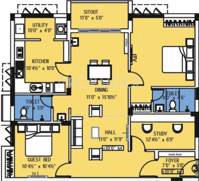 Mangal Home Shri Airavatham Floor Plan (2BHK+2T (1,351 sq ft) 1351 sq ft)
