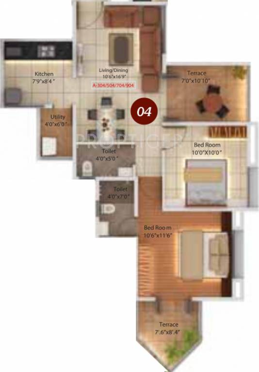 Legacy Legacy Twin Arcs (2BHK+2T (851 sq ft) 851 sq ft)