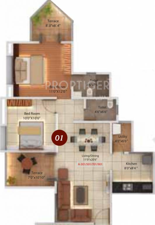 Legacy Legacy Twin Arcs (2BHK+2T (839 sq ft) 839 sq ft)