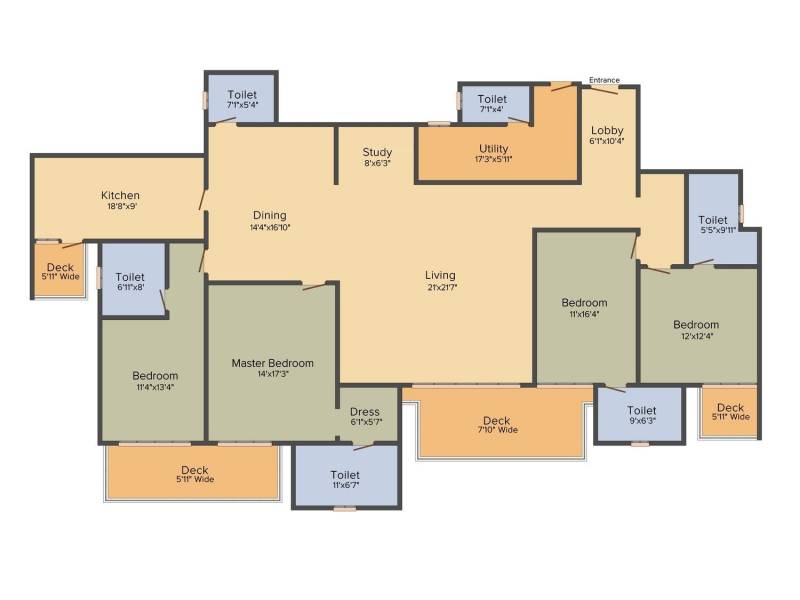 DLF The Crest (4BHK+6T (3,479 sq ft)   Study Room 3479 sq ft)