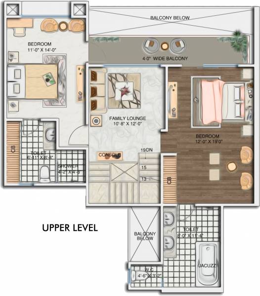 Upper Level Duplex Plan sky-villas Floor Plan Upper Level Duplex Plan